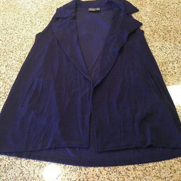 Chicos Travelers Size 1 Plum Purple Open Front Cardigan Open Front Jacket Duster - Picture 10 of 12